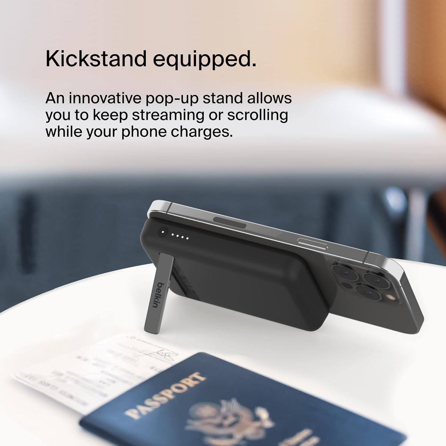 Belkin Magnetic Wireless Power Bank 5K with Stand - Black Belkin Magnetic Wireless Power Bank 5K with Stand - Black